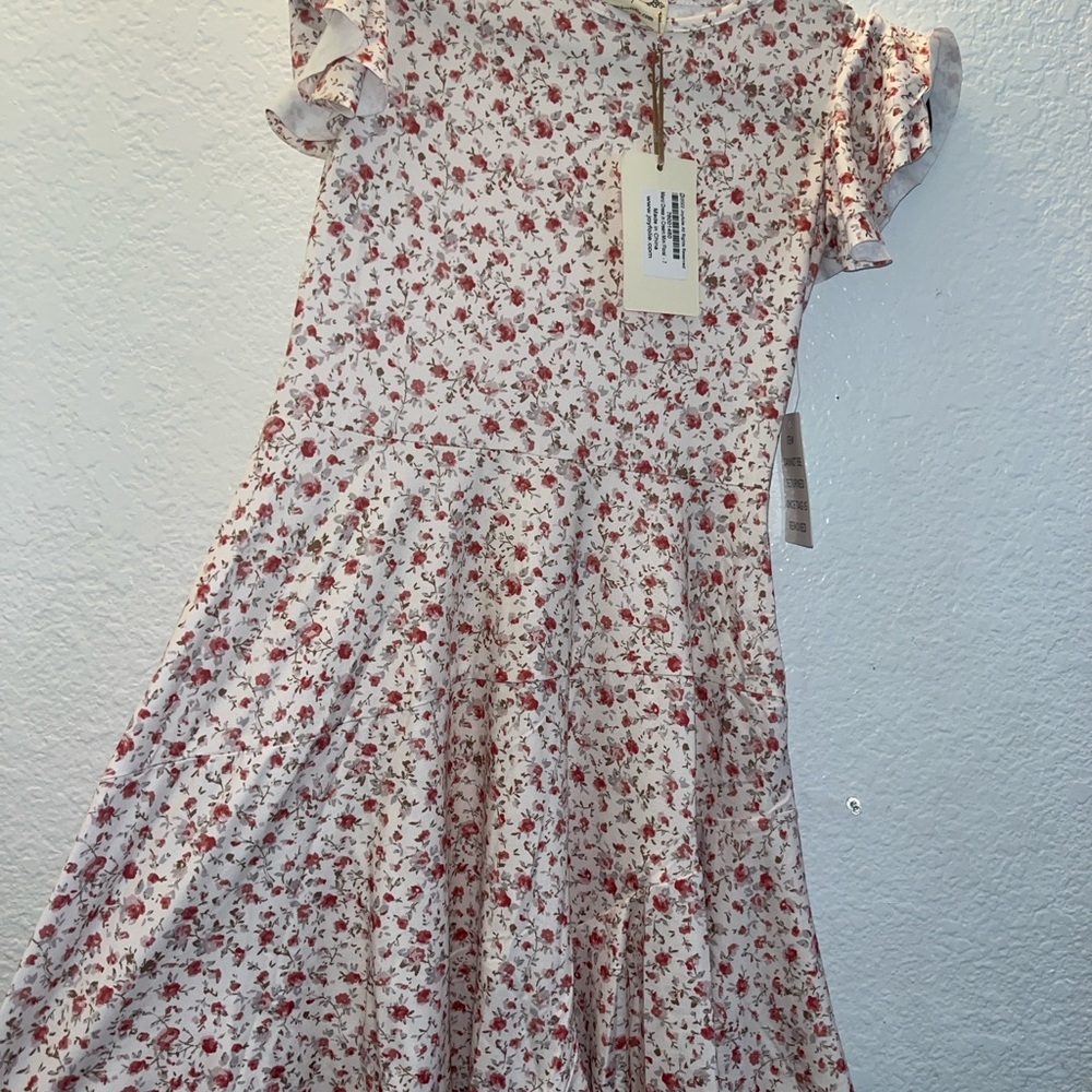 Joyfolie Red and White Floral Kids Dress